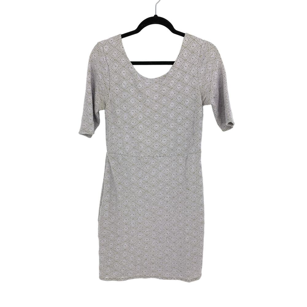 Free People Bodycon Dress Womens Sz Large Scoop Back Short Sleeve Gray Knit